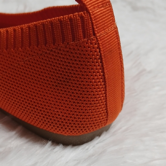Orange Knit Pointed Toe Casual Bright Everyday Women's Flats - Picture 7 of 13